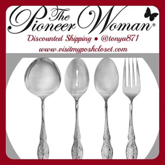 🦋 New Pioneer Woman Maize 4-Piece Serve Utensils Set - Picture 1 of 6